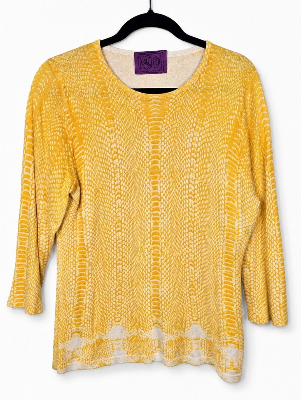 Y2K Chi by Carlos Falchi Silk Cashmere Yellow Lightweight Sweater Top M